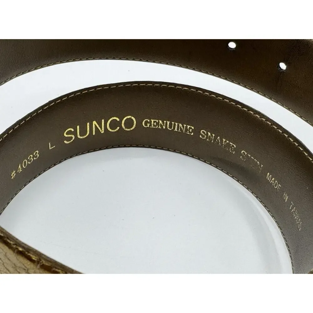 Sunco Genuine Snake Skin W/ Full Grain Lining Gold Metallic Belt Size Large